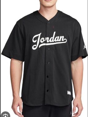 Jordan Flight MVP Men’s Baseball Jersey Shirt FN4663-010 Loose Fit Size Medium